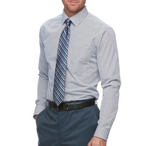 Croft & Barrow 17.5 32/33 $32 Blue Pinstripe Classic Fit Easy Care Dress Shirt
